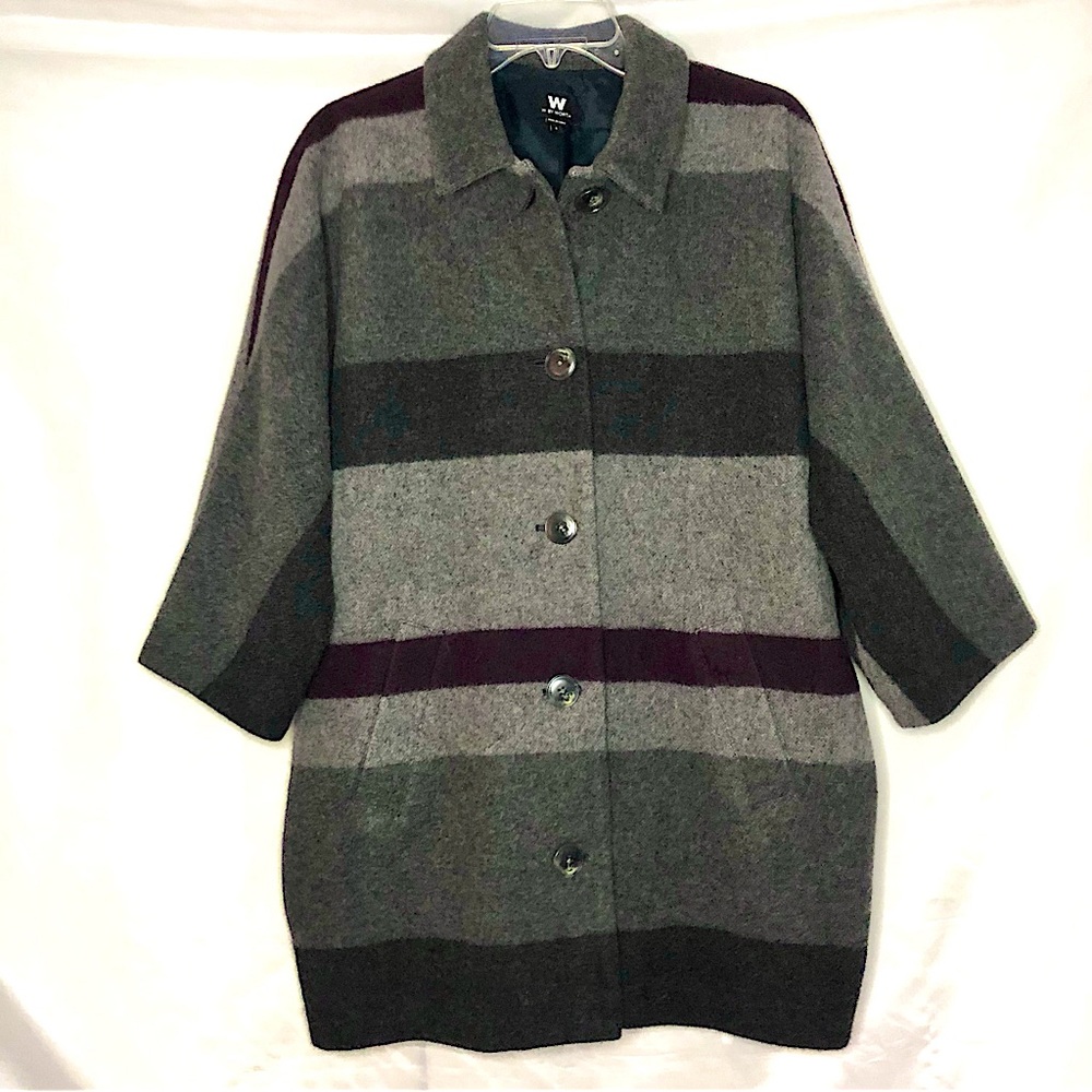 W by Worth Coat Wool Striped Size Small/M - Picture 4 of 8